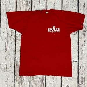 Vintage 1980s Savers Bank Screen Stars Single Stitch Red 80s Tee Tshirt